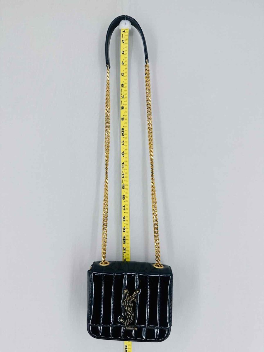 Pre - loved SAINT LAURENT Vicky Black Quilted Shoulder Bag at Reems Closet