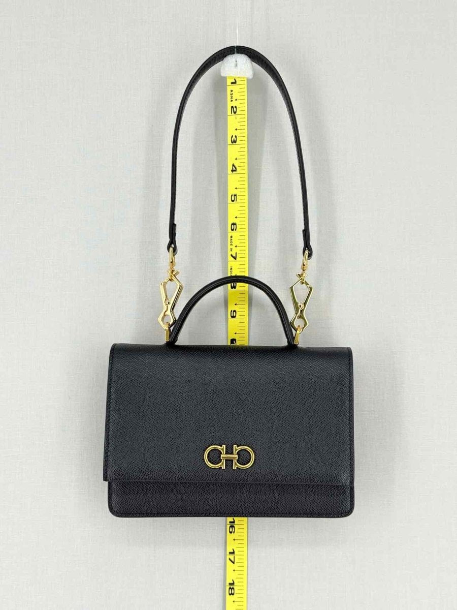 Pre - loved SALVATORE FERRAGAMO Gancini Black Top Handle at Reems Closet