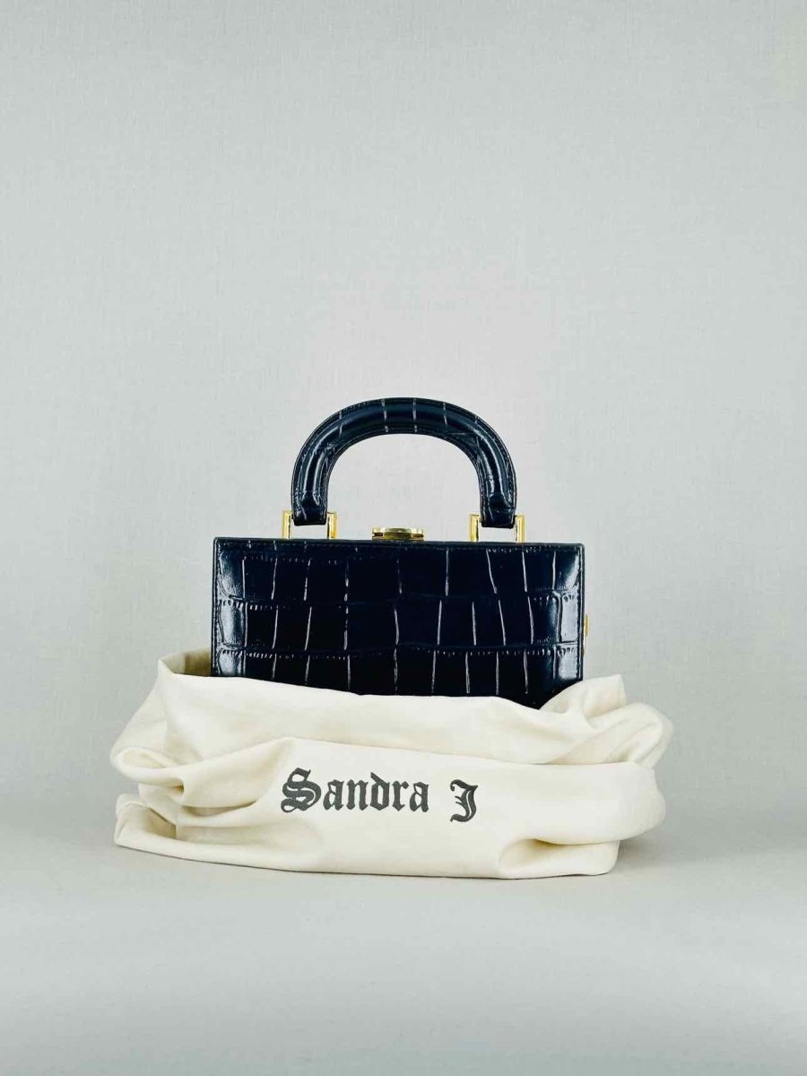 Pre - loved SANDRA J Box Black Top Handle at Reems Closet