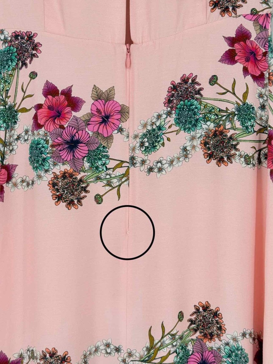 Pre - loved SANDRO Pink Multicolor Floral Size Large Midi Dress at Reems Closet