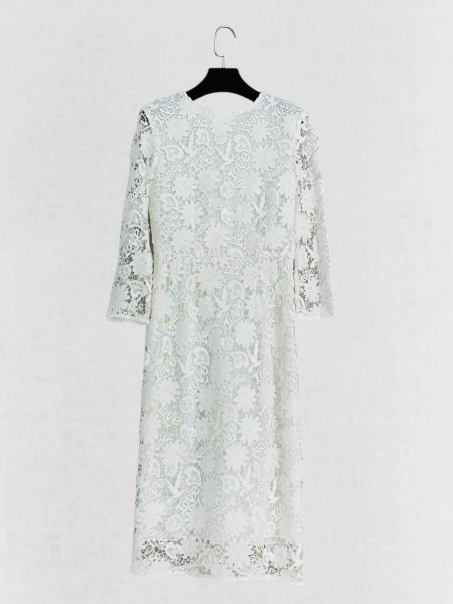 SANDRO White Lace Size Large Midi Dress
