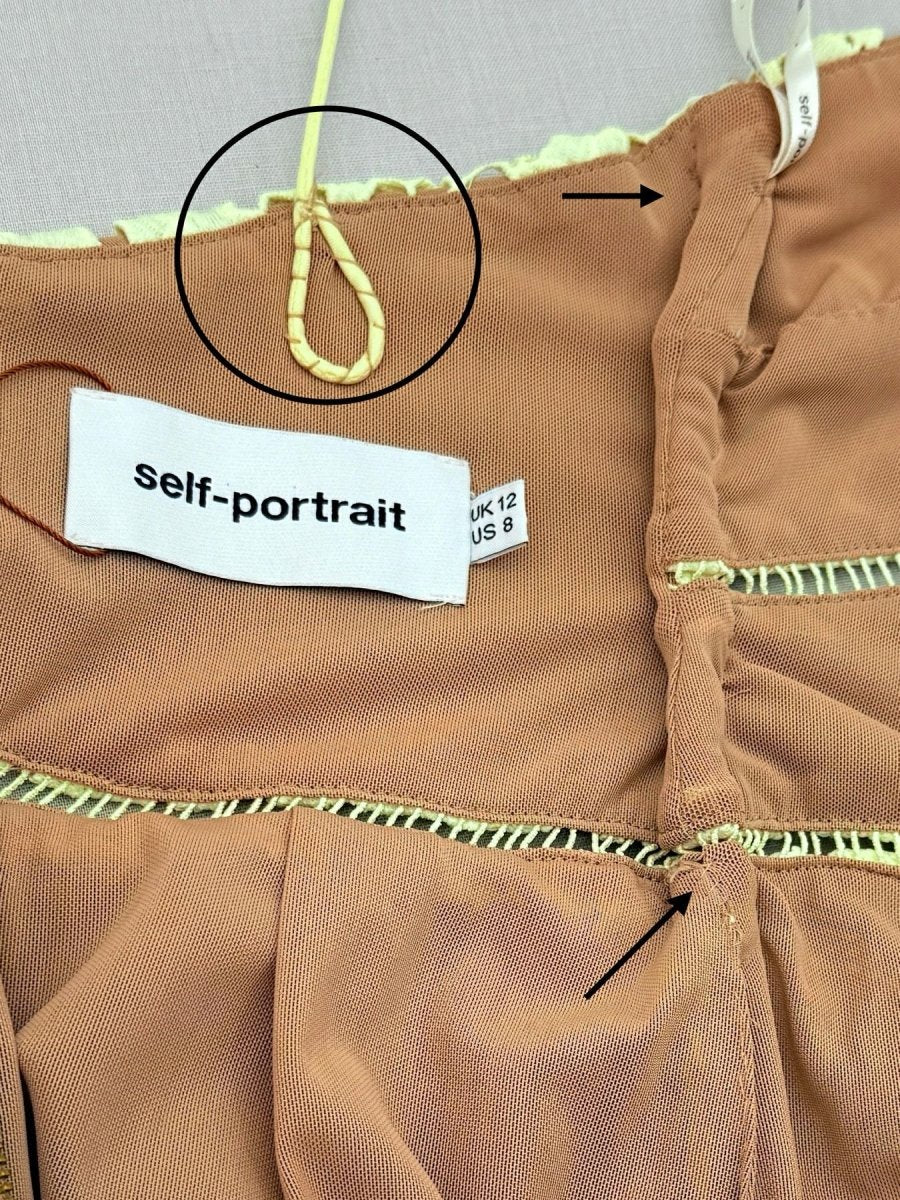 Pre - loved SELF - PORTRAIT Azaelea Yellow Lace Size US 8 Midi Dress at Reems Closet