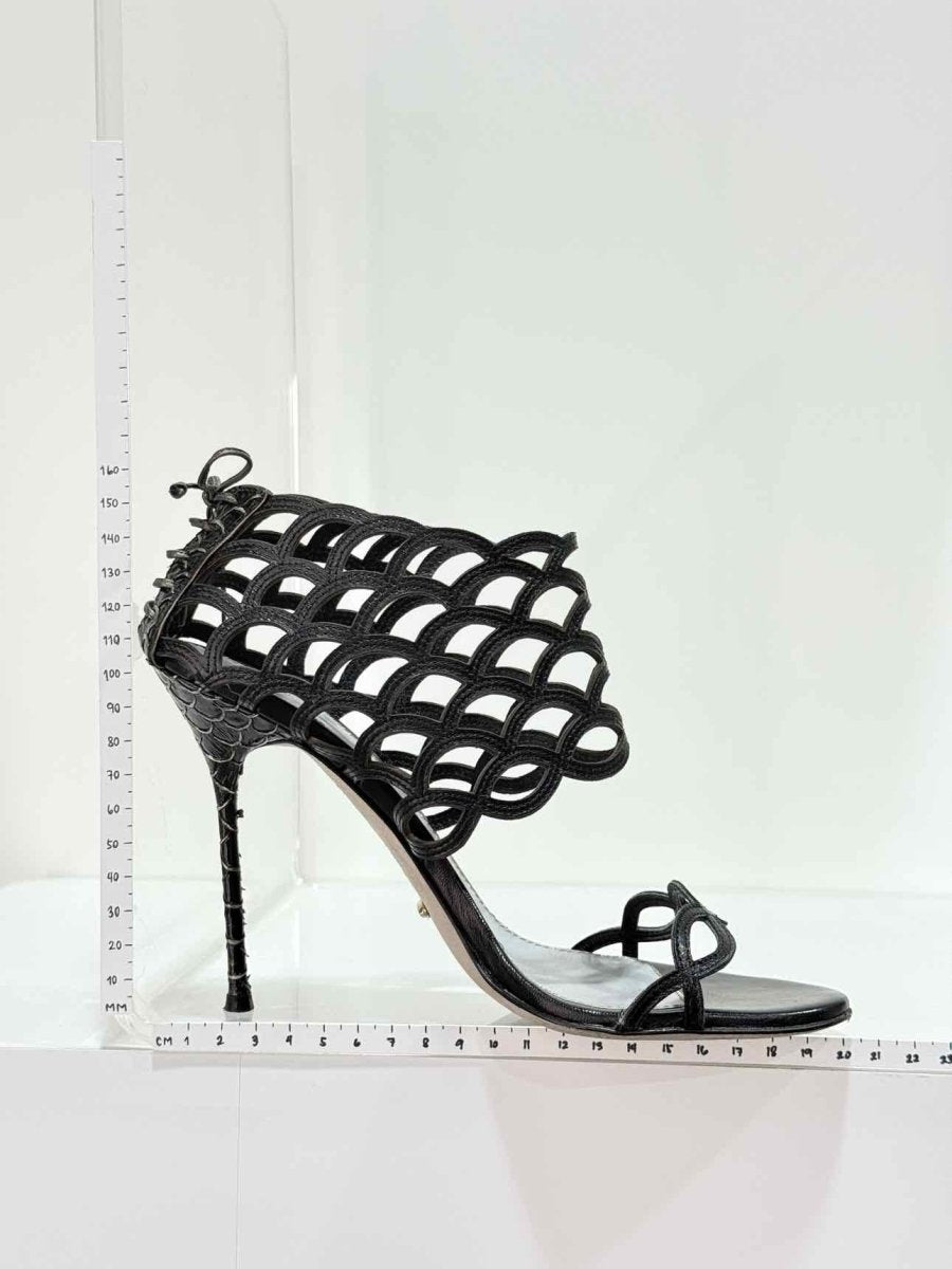 Pre - loved SERGIO ROSSI Black Size EU 37.5 Heeled Sandals at Reems Closet
