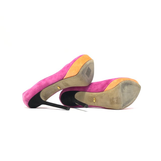 Pre - loved SERGIO ROSSI Peep Toe Fuchsia & Orange Size EU 40 Pumps at Reems Closet