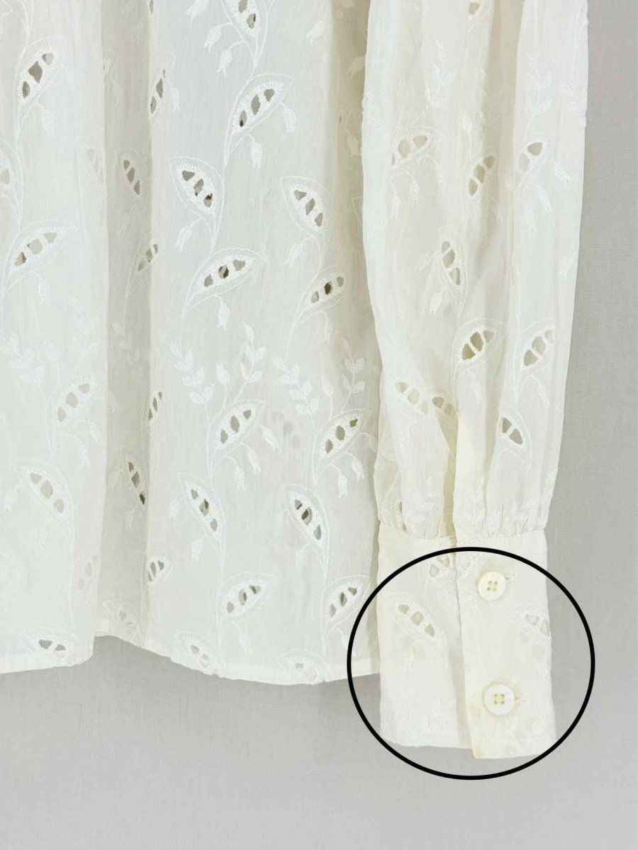 Pre - loved SIR. White Eyelet Size Small Shirt at Reems Closet
