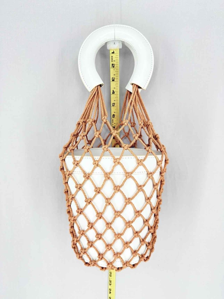 Pre - loved STAUD Moreau White & Brown Top Handle at Reems Closet