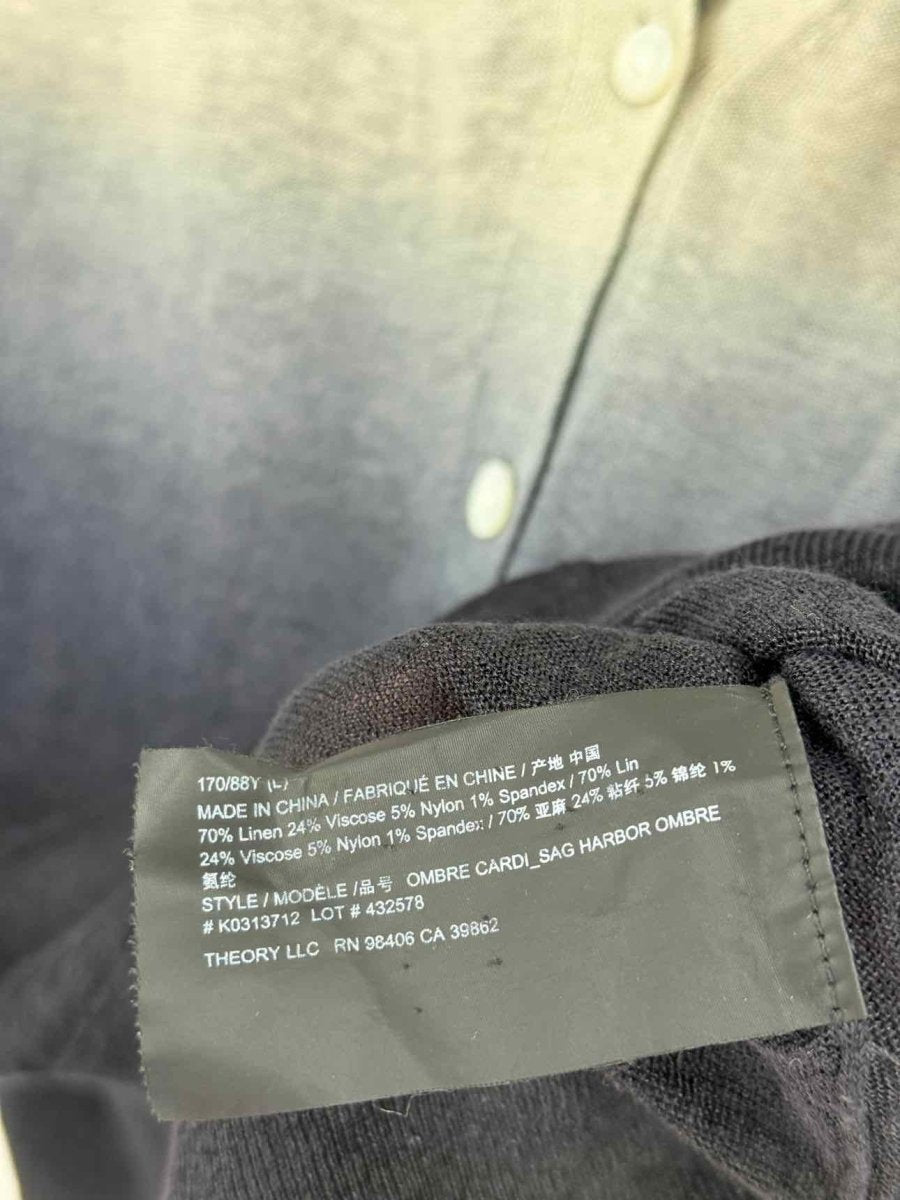 Pre - loved THEORY Grey & Blue Ombre Size Large Cardigan at Reems Closet