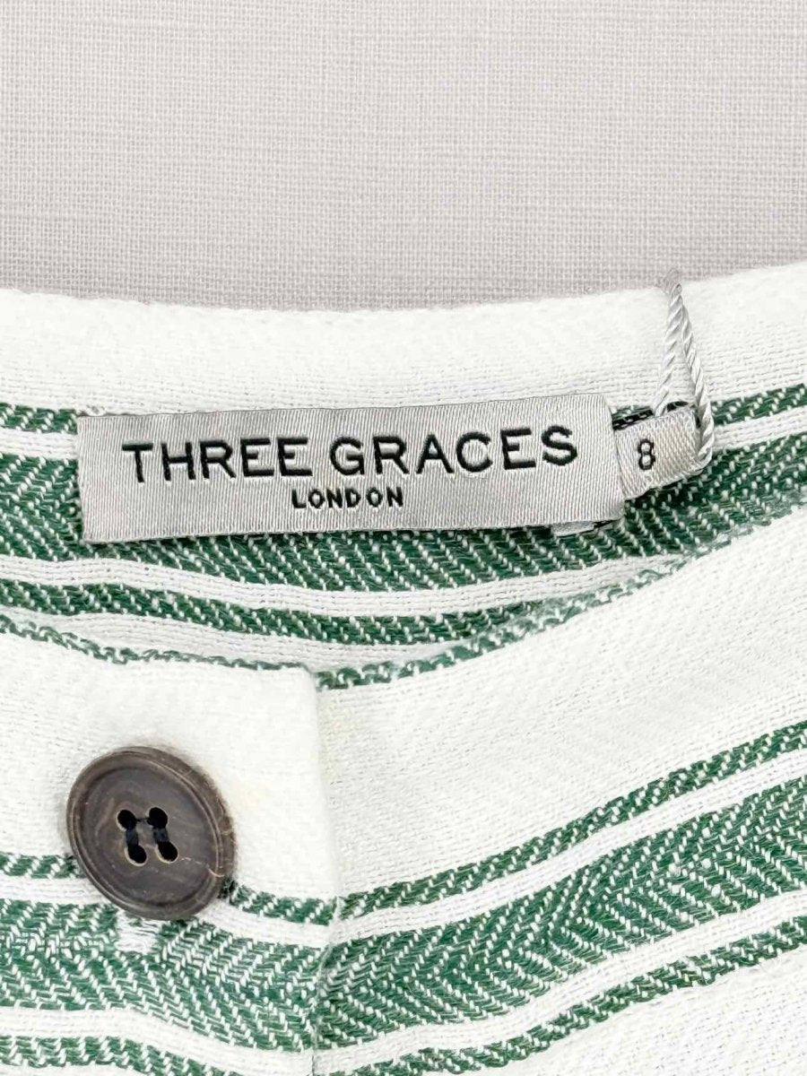 Pre - loved THREE GRACES LONDON Green & White Size US 8 Midi Dress at Reems Closet