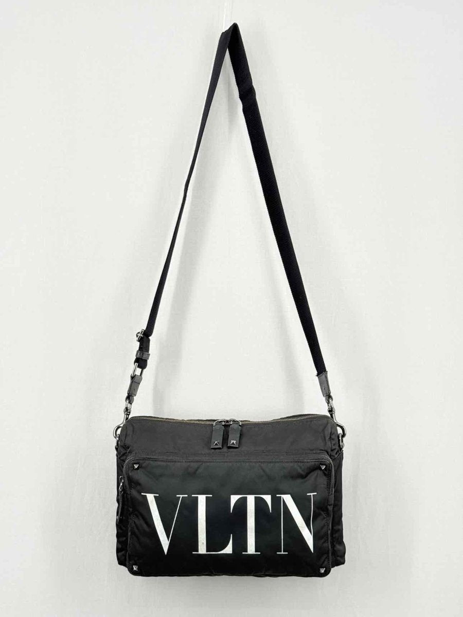 Pre - loved VALENTINO GARAVANI VLTN Print Black Messenger at Reems Closet