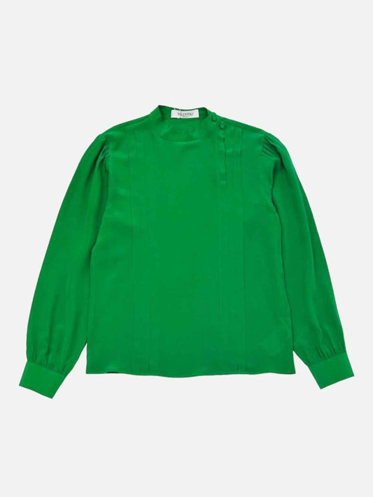Pre-loved VALENTINO Green Pleated Blouse from Reems Closet