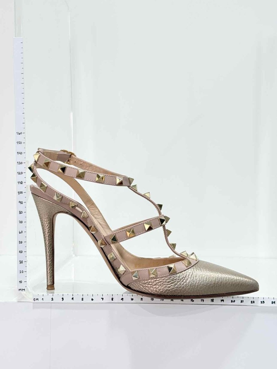 Pre - loved VALENTINO Rockstud Gold & Pink Size EU 38.5 Pumps at Reems Closet