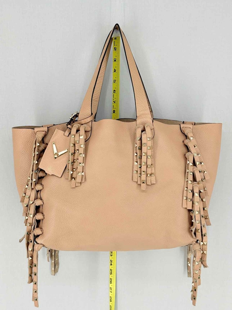 Pre - loved VALENTINO Rockstud Nude Fringed Tote Bag at Reems Closet