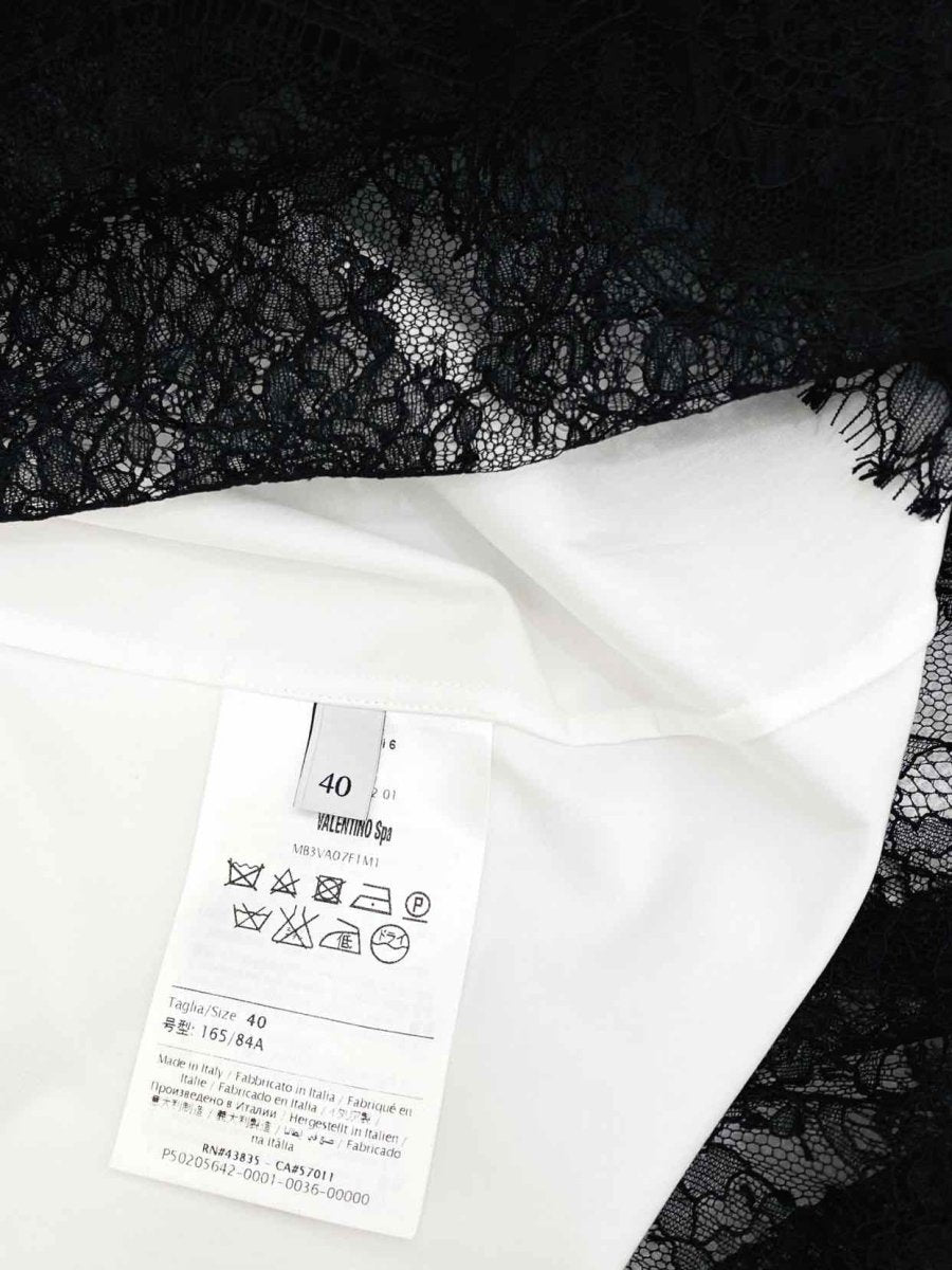 Pre - loved VALENTINO Shirt White w/ Black Lace Midi Dress at Reems Closet