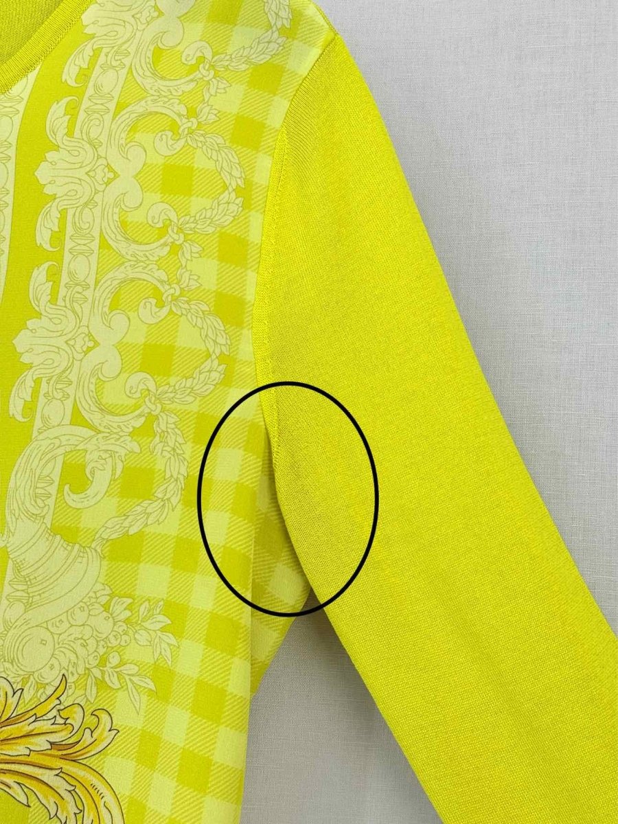 Pre-loved VERSACE Yellow Barocco Print Size US 6 Cardigan at Reems Closet