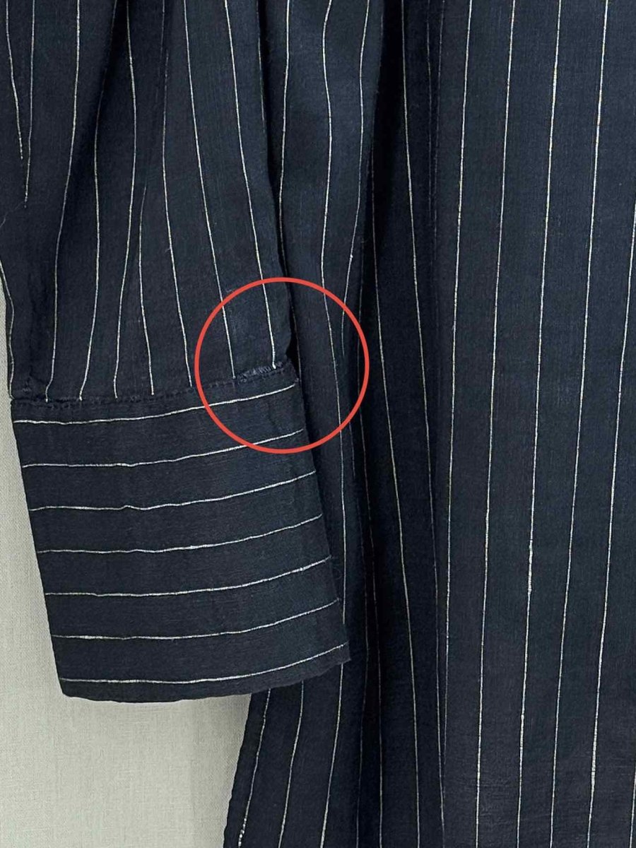 Pre - loved VICTORIA BECKHAM Navy & White Size US 8 Blouse at Reems Closet