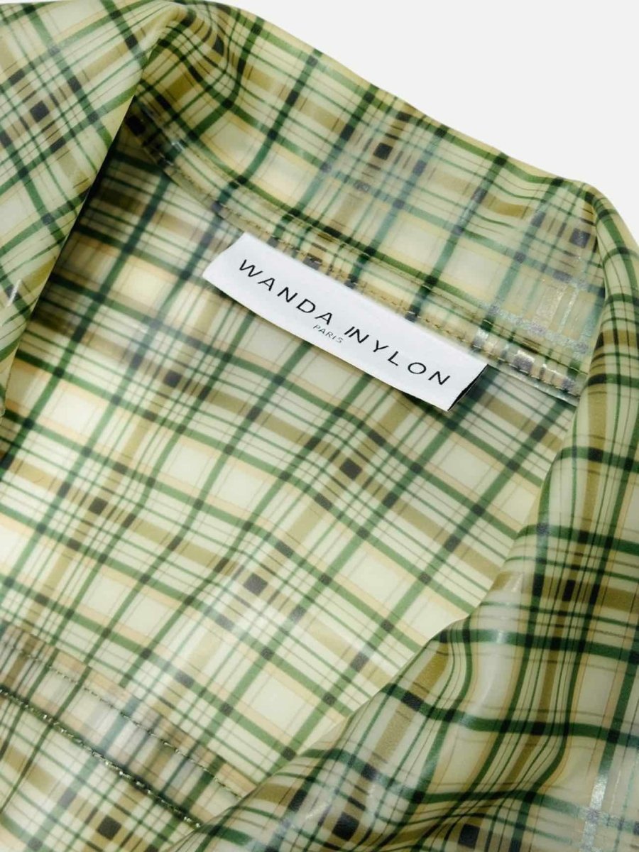 Pre - loved WANDA IN YLON Belted Green Checked Size Medium Coat at Reems Closet