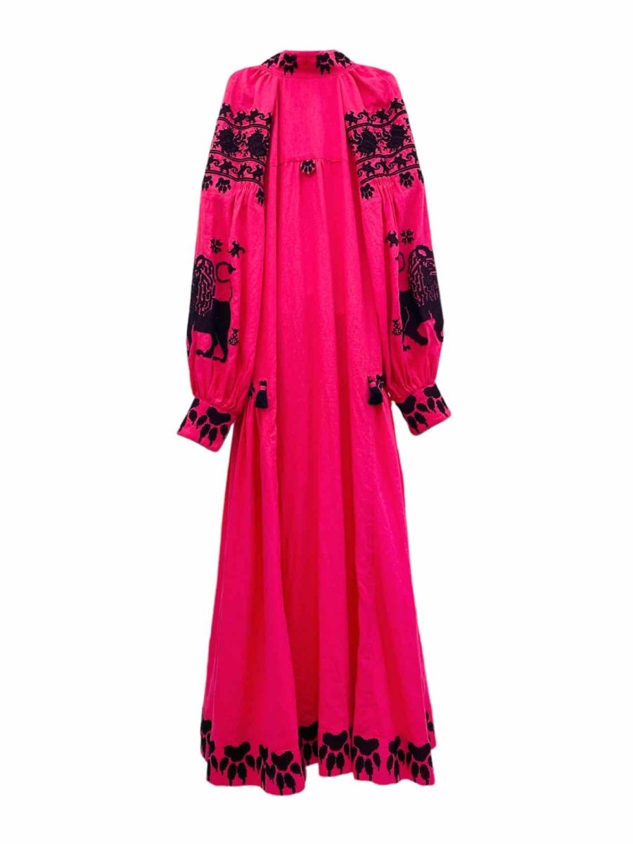 Pre-loved YULIYA MAGDYCH Pink w/ Black Embroidered Maxi Dress from Reems Closet