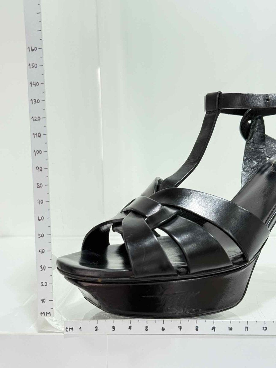 Pre - loved YVES SAINT LAURENT Black Size EU 39.5 Platform Sandals at Reems Closet