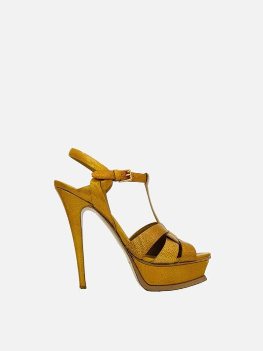 Pre-loved YVES SAINT LAURENT Tribute Gold Heeled Sandals from Reems Closet