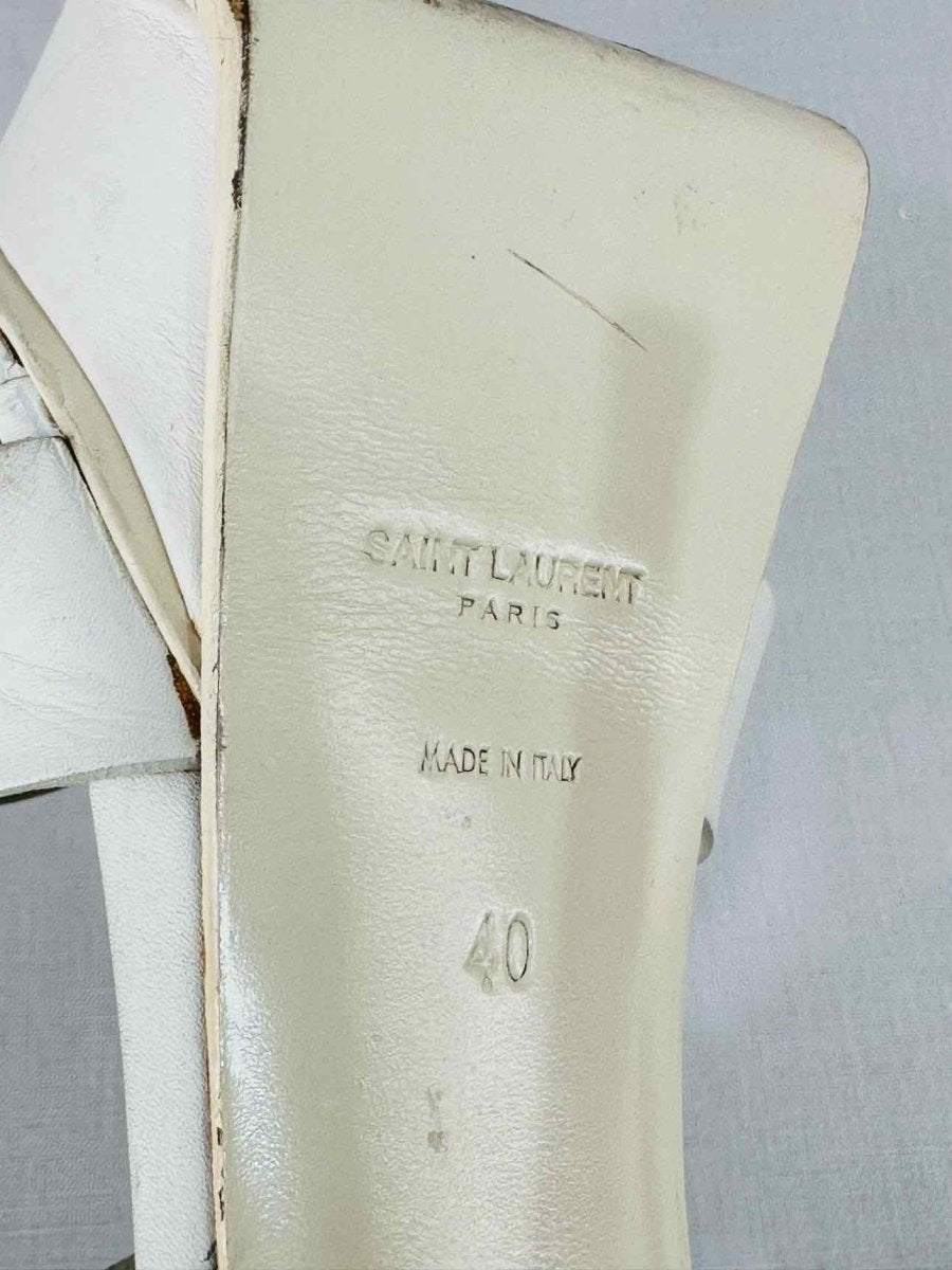 Pre - loved YVES SAINT LAURENT Tribute White Heeled Sandals 40 at Reems Closet