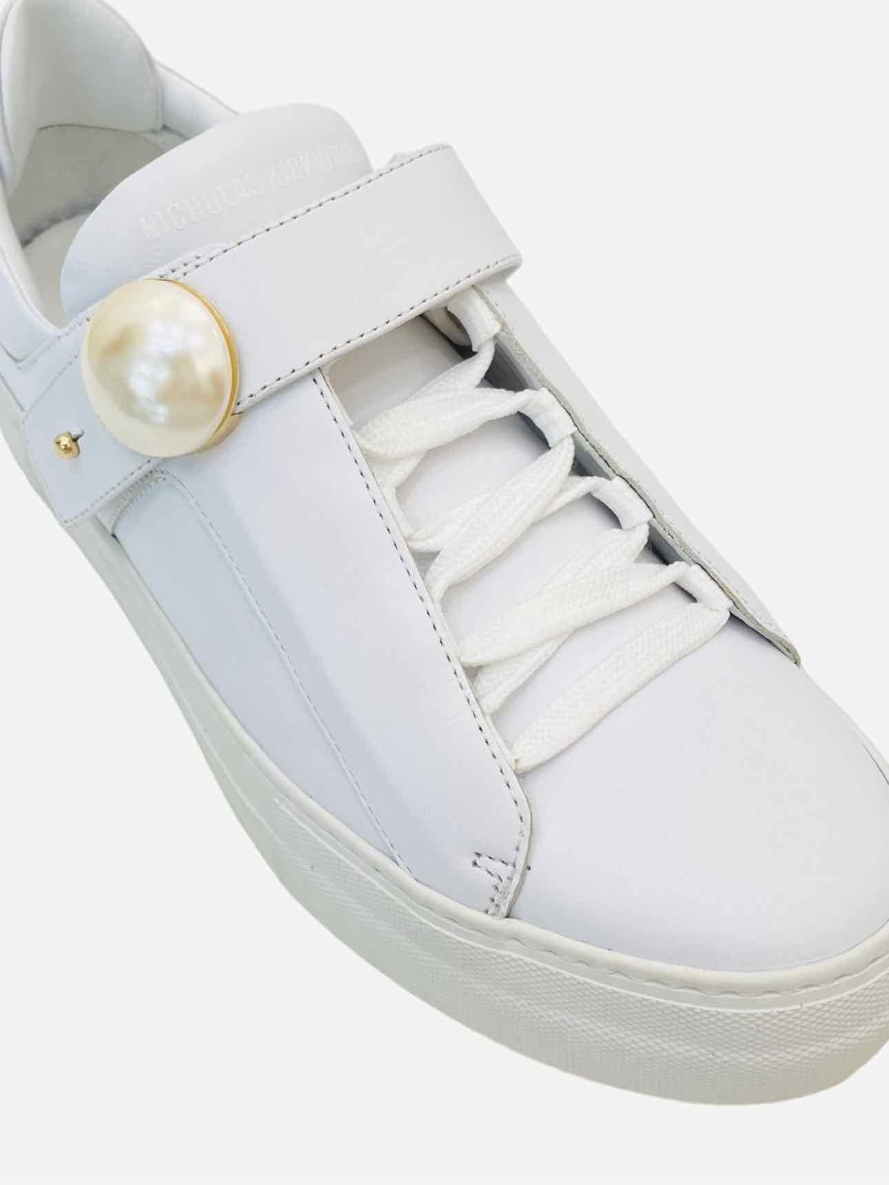 Pre - loved NICHOLAS KIRKWOOD Pearlogy White Sneakers at Reems Closet