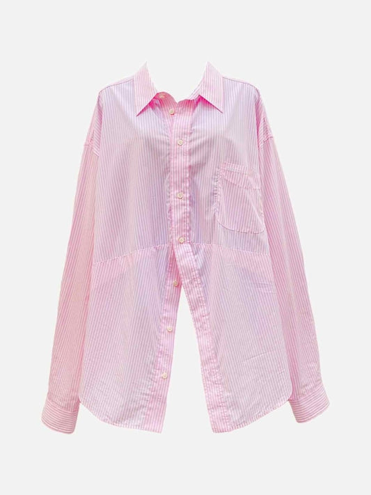 Pre-loved BALENCIAGA Oversized Pink & White Striped Shirt from Reems Closet