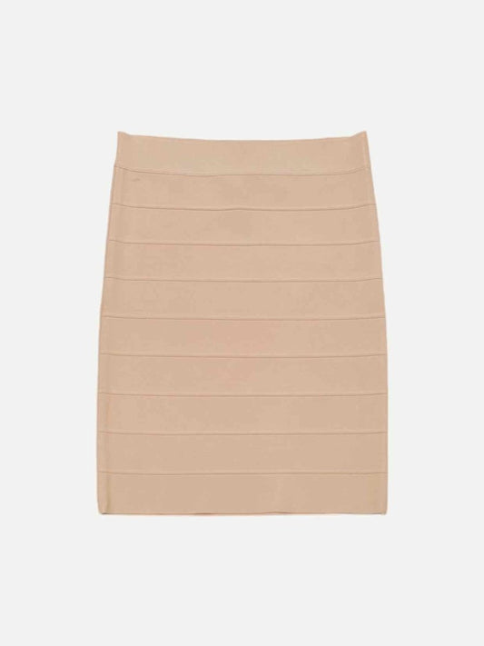 Pre-loved BCBG MAXAZRIA Bandage Beige Mini Skirt - Reems Closet