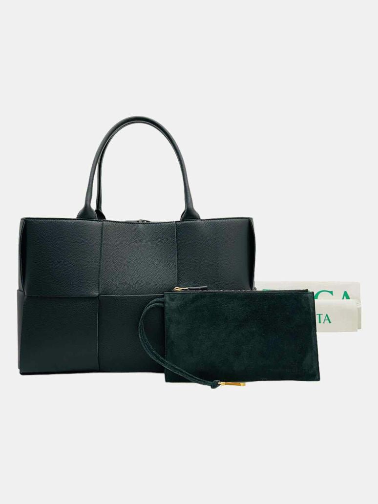 Pre-loved BOTTEGA VENETA Arco Black Intrecciato Tote Bag from Reems Closet