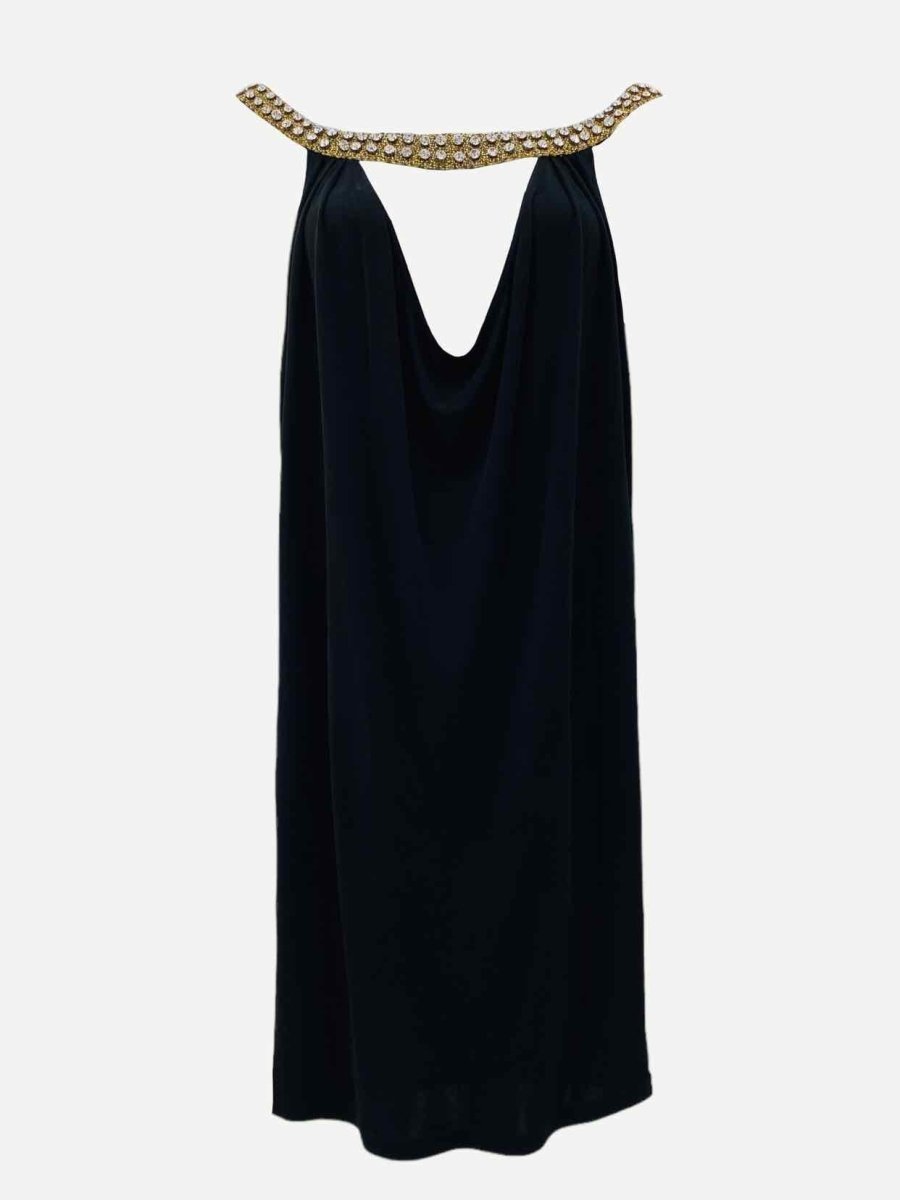 CELINE Halterneck Black Size US 6 Knee Length Dress - Reems Closet CELINE Halterneck Black Size US 6 Knee Length Dress - Reems Closet