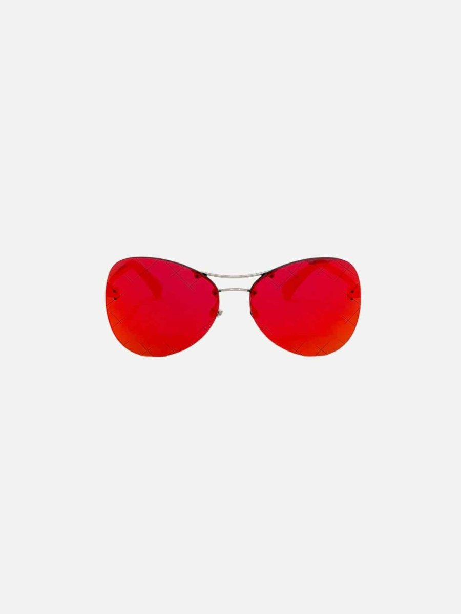 Pre-loved CHANEL Pilot Silver Sunglasses - Reems Closet