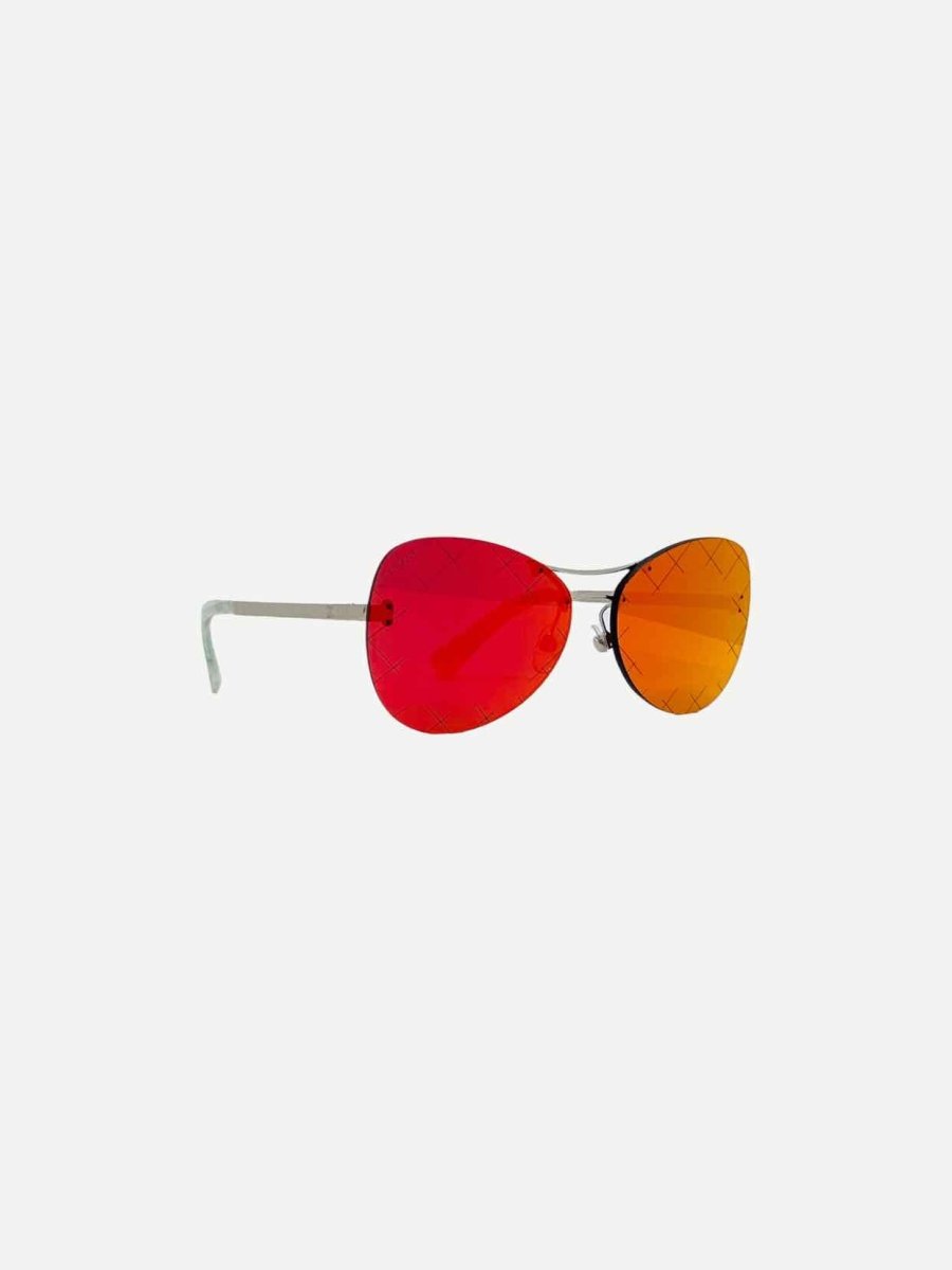 Pre-loved CHANEL Pilot Silver Sunglasses - Reems Closet