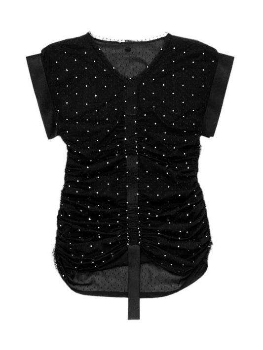 Pre-loved CHANEL Ruched Black Crystal Embellished Top from Reems Closet