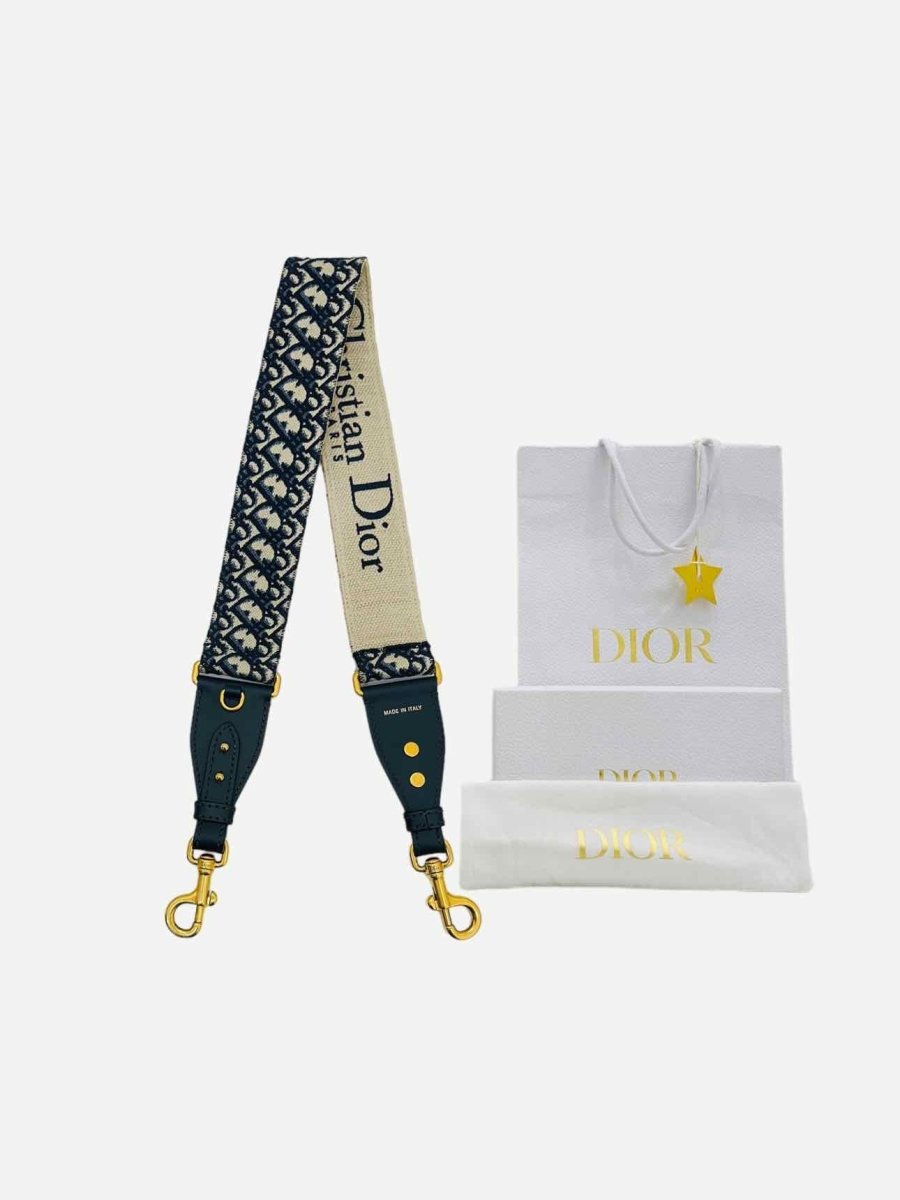 Pre - loved CHRISTIAN DIOR Adjustable Blue Oblique Shoulder Strap at Reems Closet