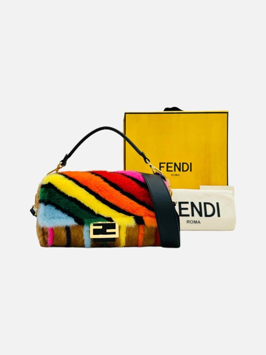 Pre-loved FENDI Mink Brown Multicolor Baguette Bag from Reems Closet