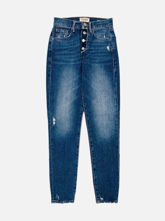 Pre-loved FRAME Fitted Blue Exposed Button Jeans - Reems Closet