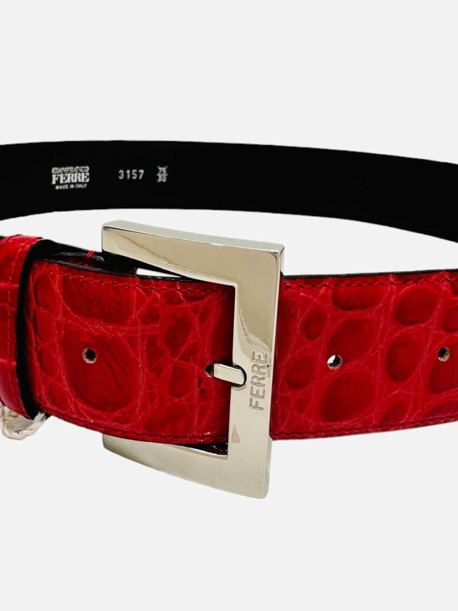Pre-loved GIANFRANCO FERRE Classic Red Embossed Belt from Reems Closet