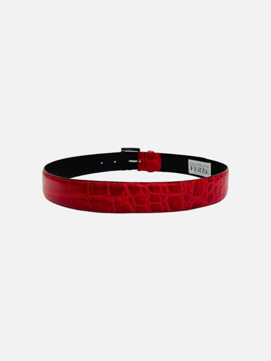 Pre-loved GIANFRANCO FERRE Classic Red Embossed Belt from Reems Closet
