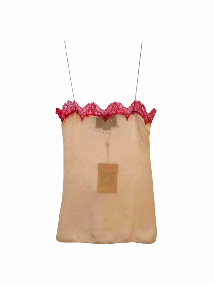 Pre-loved GUCCI Beige & Red Lace Camisole from Reems Closet