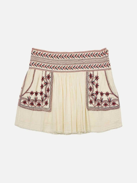 Pre-loved ISABEL MARANT ETOILE Beige w/ Black & Red Mini Skirt - Reems Closet