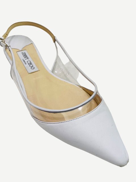 Pre-loved JIMMY CHOO Erin White Flats from Reems Closet