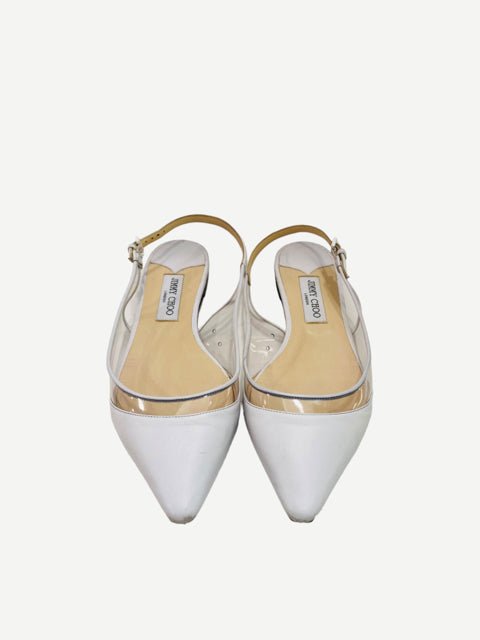 Pre-loved JIMMY CHOO Erin White Flats from Reems Closet