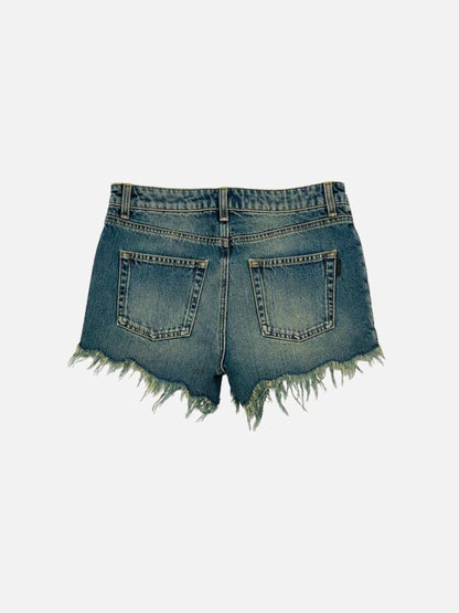 Pre-loved SAINT LAURENT Denim Blue Distressed Shorts from Reems Closet