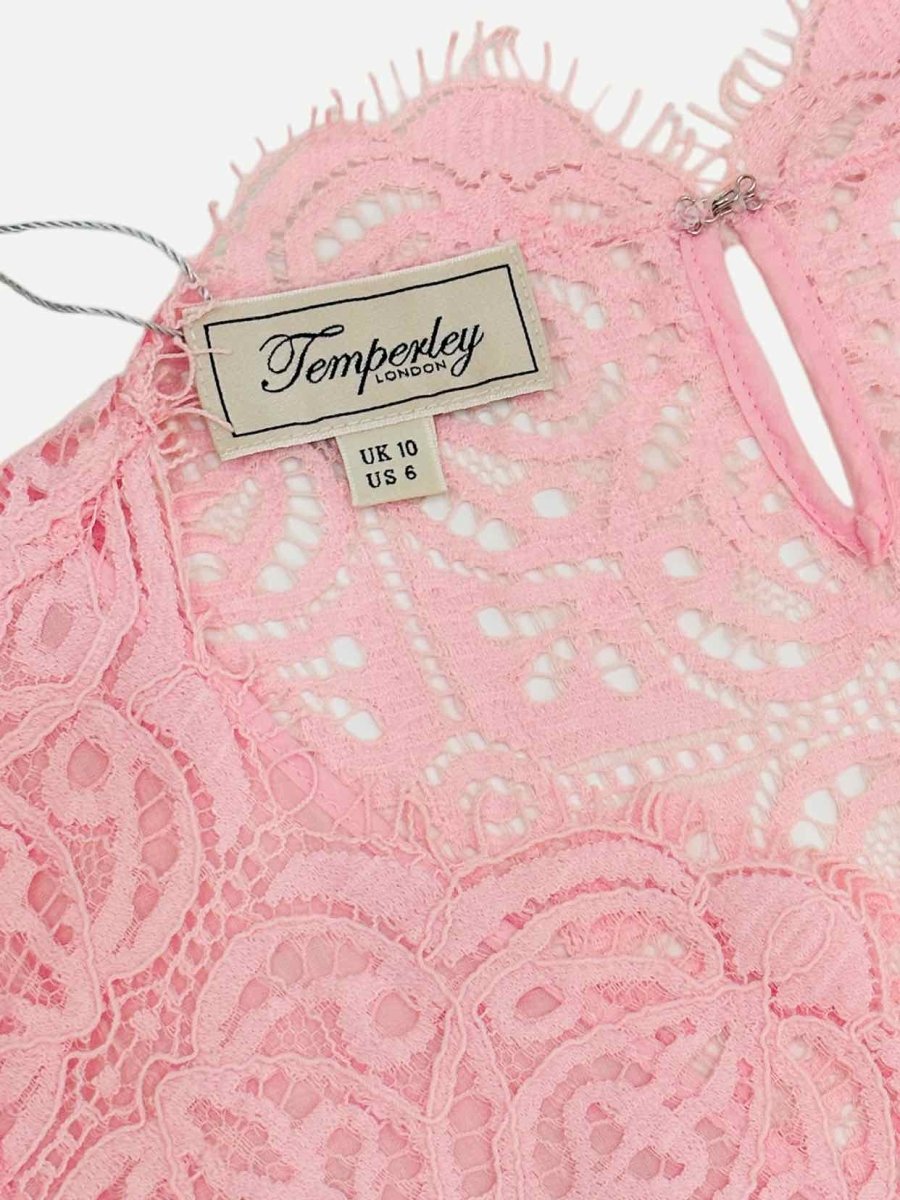 Pre - loved TEMPERLEY LONDON Pink Lace Jumpsuit at Reems Closet
