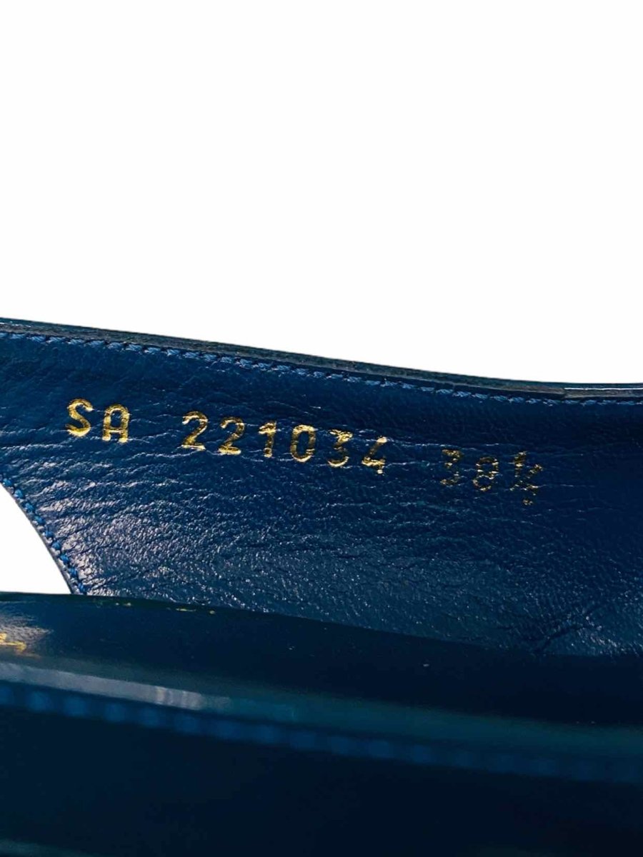 Pre - loved YVES SAINT LAURENT Tribute Blue Slingbacks at Reems Closet