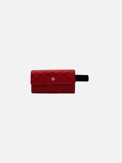 CHANEL Flap Red Quilted Continental Wallet