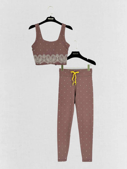 THE UPSIDE Exercise Brown Print Top & Pants Outfit
