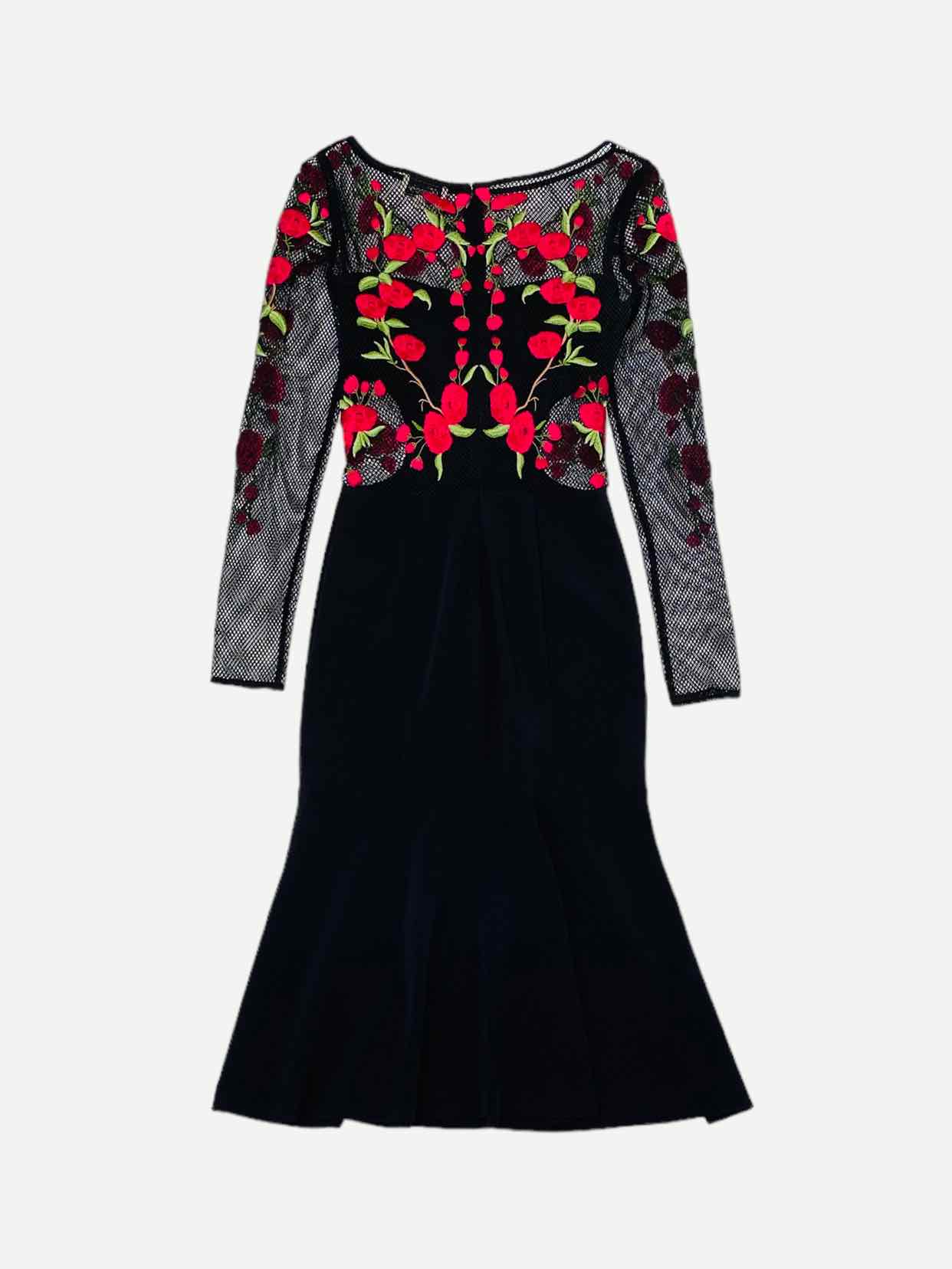 TEMPERLEY LONDON Sheath Black Multicolor Midi Dress US2