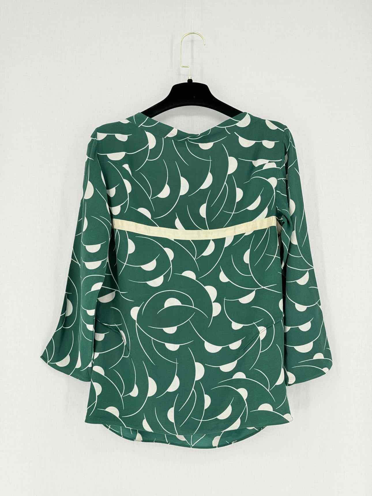 MARNI Green & Grey Printed Size US 2 Blouse