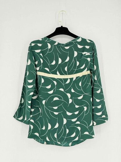 MARNI Green & Grey Printed Size US 2 Blouse