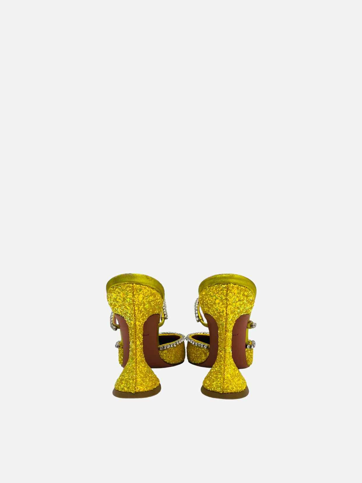 AMINA MUADDI Glitter Yellow Heeled Sandals 35